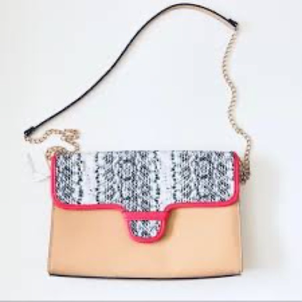NWOT Neiman Markus Rory Clutch Purse‎ faux snake-embossed & colorblock clutch.